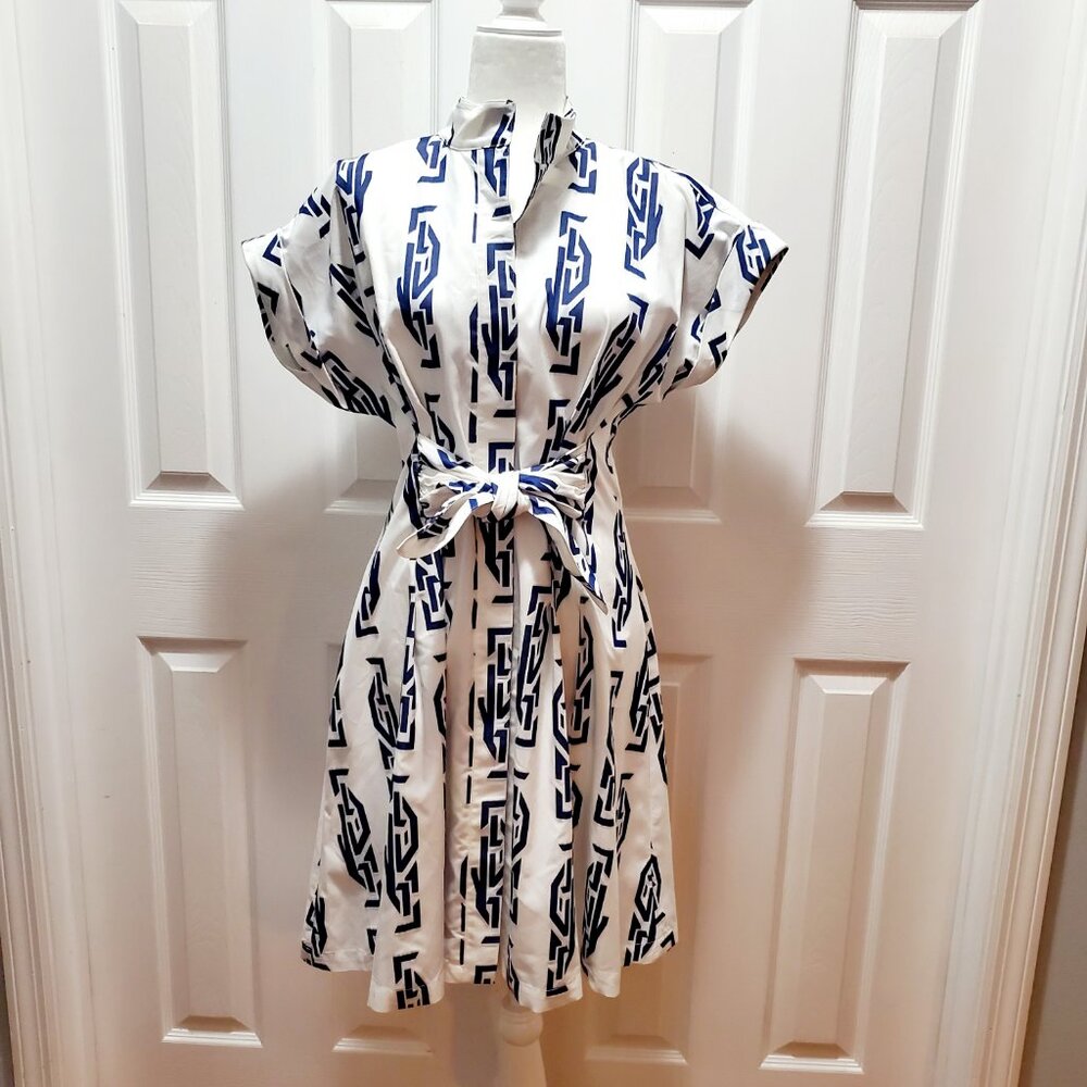Finley Blue Cotton Shirt Dress Small Coastal Hamptons Preppy Luxury - Picture 14 of 14